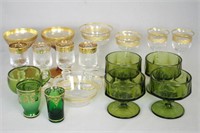 Collection of Stemmed Gold Trimmed Cordial Glasses