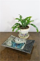 Handmade & Hand-Painted Butterfly Plate &