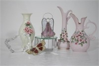 (3) Lefton Rose Vases & More