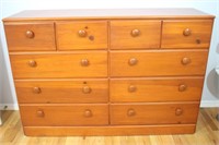 4' 4"  Ten - Drawer Pine  Dresser