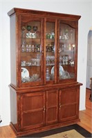 Lighted China Cabinet with Glass Shelves