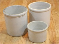 (3) Stoneware Pottery Crocks
