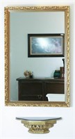 Gold Framed Deco Wall Mirror with Shelf