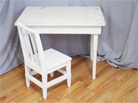 Primitive Shabby Chic Child's Wood Table & Chair