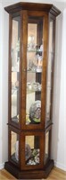 Lighted Curio Cabinet-Mirror Back/ Glass Shelves