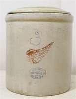 Red Wing No. 3 Stoneware Crock with Lid