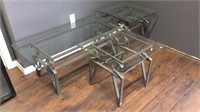3 glass top coffee tables