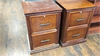 Pair wood file cabinets