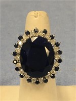 14kt gold diamond and sapphire ring,  sapphire wei