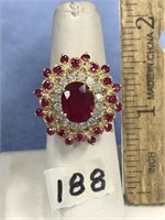 Ruby and diamond ring 14kt gold  4.39ct ruby, has