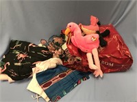 Lot of flamingo toy, flamingo cloth,  and flamingo