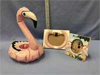 Flamingo blow up and 2 picture frames       (k 96)