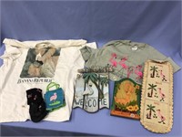 Assorted flamingo t-shirts, socks, key hanger, etc