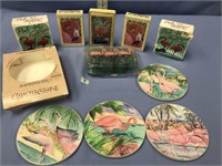 Flamingo playing cards and 2 gift sets and soap an