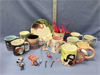 Large lot of flamingo coffee cups and stir sticks