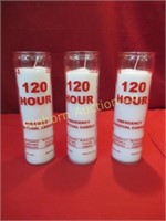 Emergency Survival Candles 120 Hour Rating 3pc lot