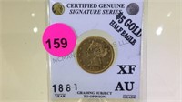 GOLD 1881 $5 HALF EAGLE