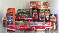 LOT OF COCA COLA DIECAST CARS AND TRUCKS