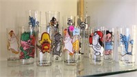 13  VINTAGE CHARACTER PEPSI GLASSES