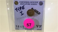 GOLD TYPE 1 1849 $1 COIN