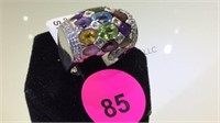 STERLING SILVER RING W/ MULTICOLORED GEMSTONES SZ6