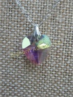 Necklace: Mystic Topaz Heart Shaped Crystal & 15"