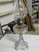 Antique Bulls Eye Pattern  Oil Lamp, 19" T