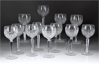 TWELVE WATERFORD LISMORE WINE HOCK GLASSES