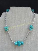Turquoise 14 1/2" Necklace Nickel Silver