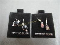 Earrings Sterling Silver: Black Onyx & Opal?