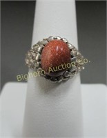 Ring Size 8.5 Sterling Silver & "Gold Stone"
