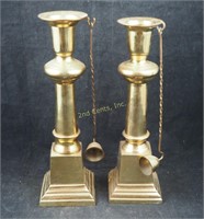 2 Mid Century 12" Brass Plated Candle Sticks