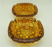 Vintage Amber 6" Knobby Square Ash Trays