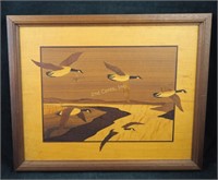 Vintage Canadian Geese Cut Wood Art Picture