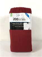 New queen flat sheets rich cotton red