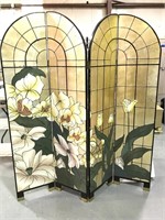 Tropical and floral large wood room divider.