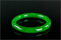 Burma Green Jadeite Carved Bangle