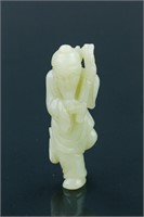 Chinese Jade Carved Figure Holding Bamboo