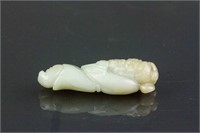 Chinese White Jade Carved Old Man Pendant