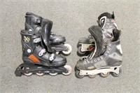 2 PAIR ROLLER BLADES SIZE 10 - BAG, EXTRA WHEELS,