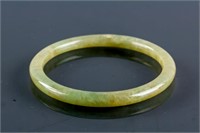 Burma Brownish Green Jadeite Carved Thin Bangle