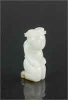 Chinese Fine White Jade Carved Man Pendant