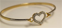 Genuine Diamond Heart Cuff Bracelet