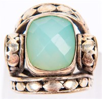 Jewelry Large Sterling Silver Green Stone Ring