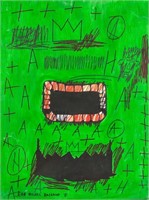 Jean-Michel Basquiat 1960-1985 Mixed Media Face