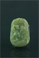 Chinese Hetian Green Jade Carved Pendant