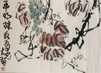 Chinese Watercolour Paper Scroll Signed by Artist