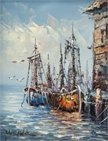 Arthur Edwin Wrench Oil on Canvas Seascape