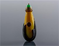 Chinese Peking Glass Carp and Lotus Snuff Bottle