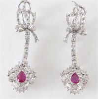 Gold & silver ruby earrings w diamonds
